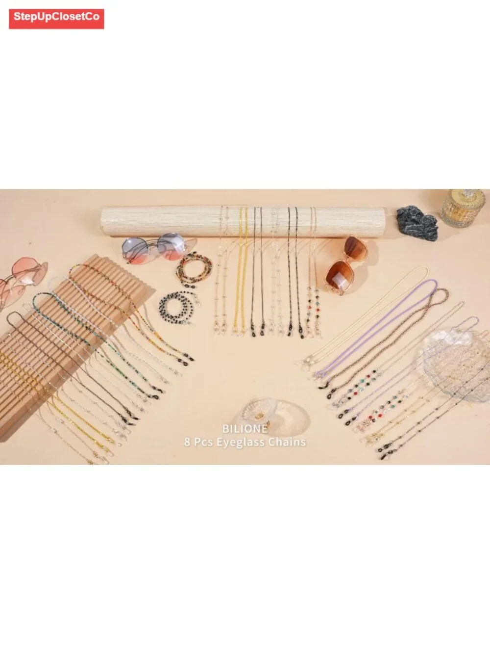8 Pack Beaded Eyeglass Chains for Women Sunglasses Strap Lanyard Acrylic